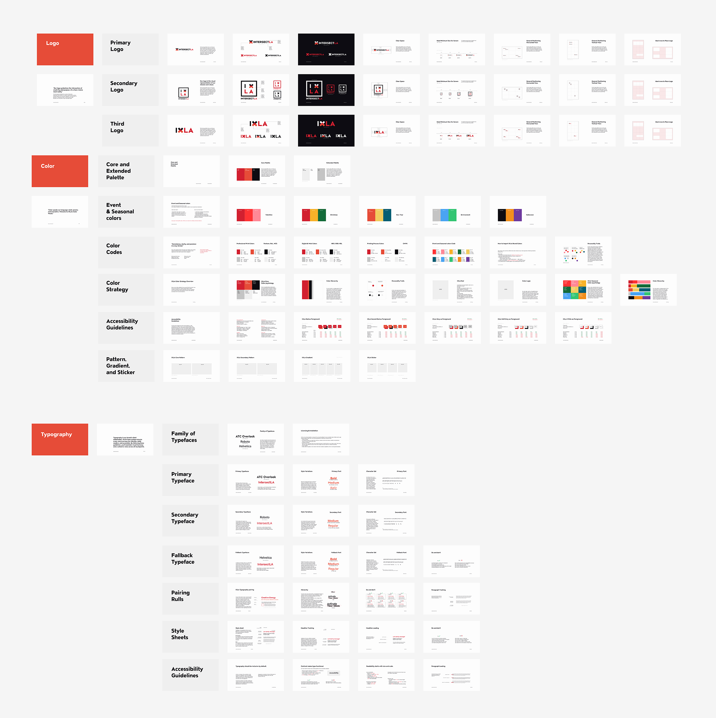 An open book showcasing Bauhaus-inspired designs. The left page features a blue ‘b’ with a yellow triangle, while the right page highlights geometric architectural visuals with red and black elements. The minimalist layout embodies Swiss-style design principles with clean typography and a modern aesthetic.